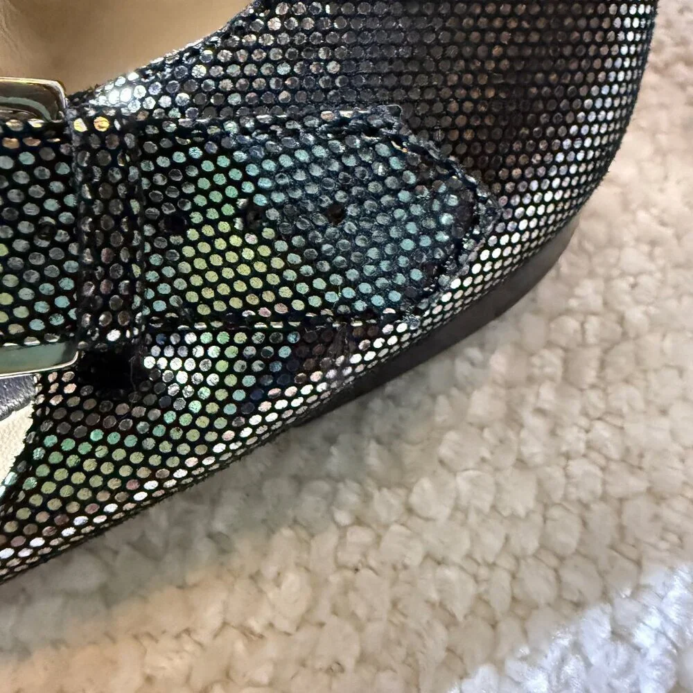 kate spade new‎ york Paola Mary Jane Shoes 9M Shiny Black Dot Metallic